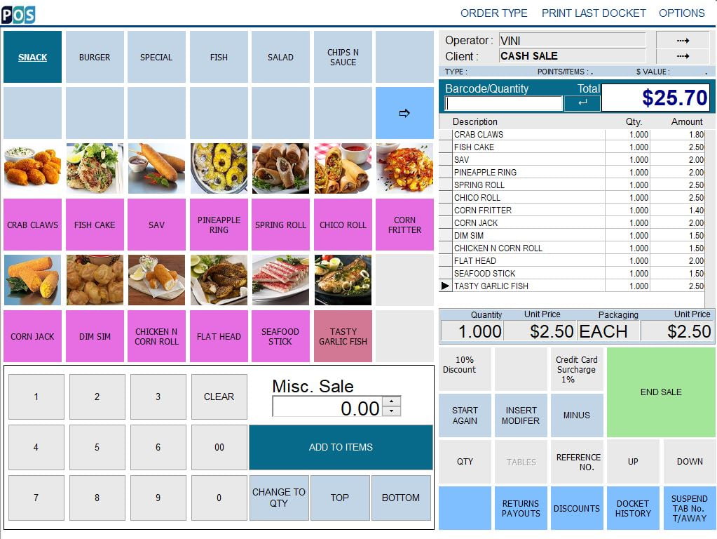 fish and chip takeaway shop pos software fish snack